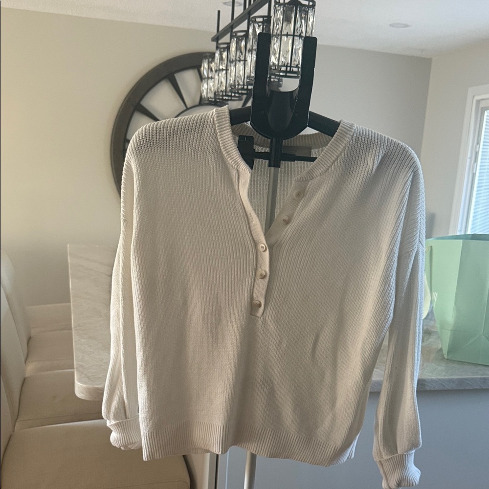 LOFT Cream Button-Down Shirt